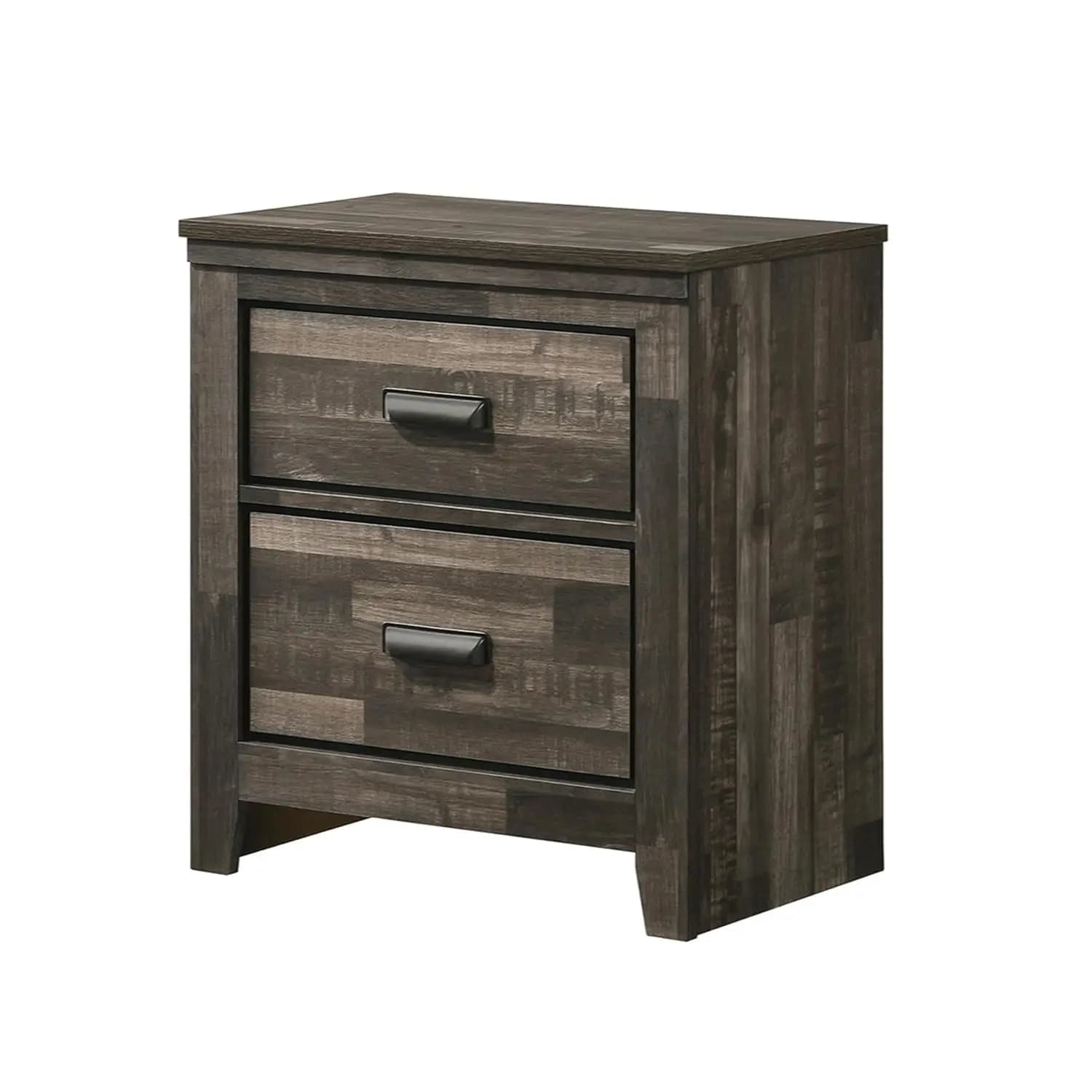 Comodino con 2 cassetti, design in legno massello, mobili da camera da letto, marrone, personalizzabile