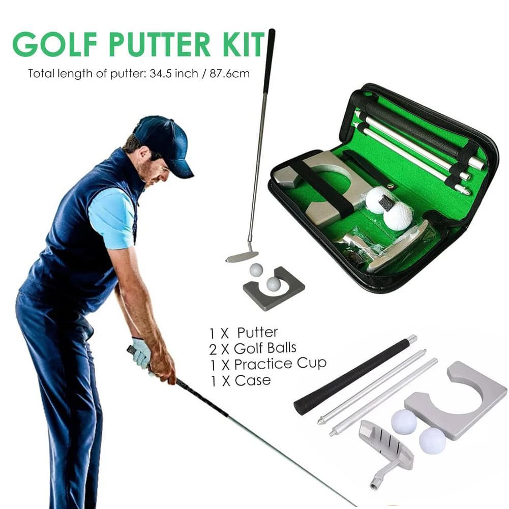 Set di putter da golf Kit di pratica per mini attrezzatura da golf portatile con pallina per putter staccabile per putter per destrimani esterno/interno