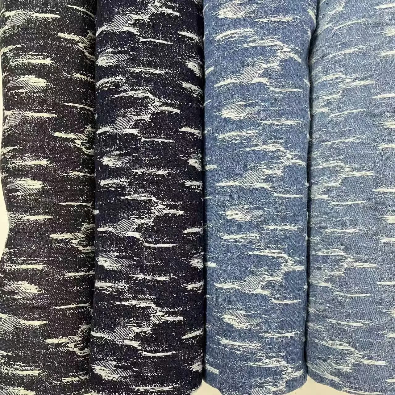 Tessuto denim con stampa di cotone jacquard ondulato lavato spesso per cucire abiti capispalla borse pantaloni borse scarpe cappelli tessuti denim fai da te