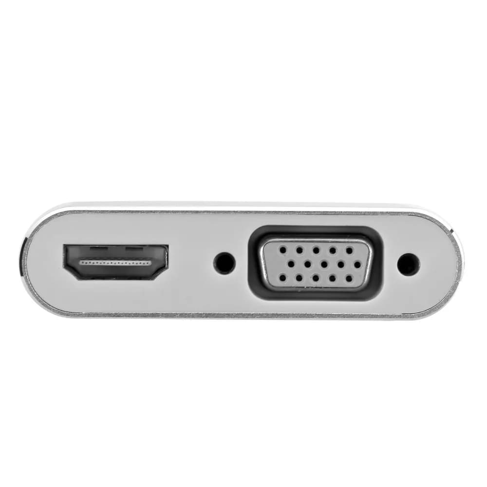Wide Compatibility 2 in 1 TypeC Hub to VGA +HD 4K Resolution USB Type C Adapter Dual Screen Display Office Presentation
