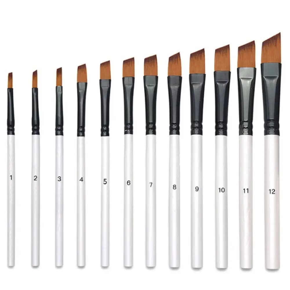 Nylon Bristle Artist Paint Brush Kit Pearl White Ergonomic Handle For Watercolor Acrylic Oil Canvas Painting Art