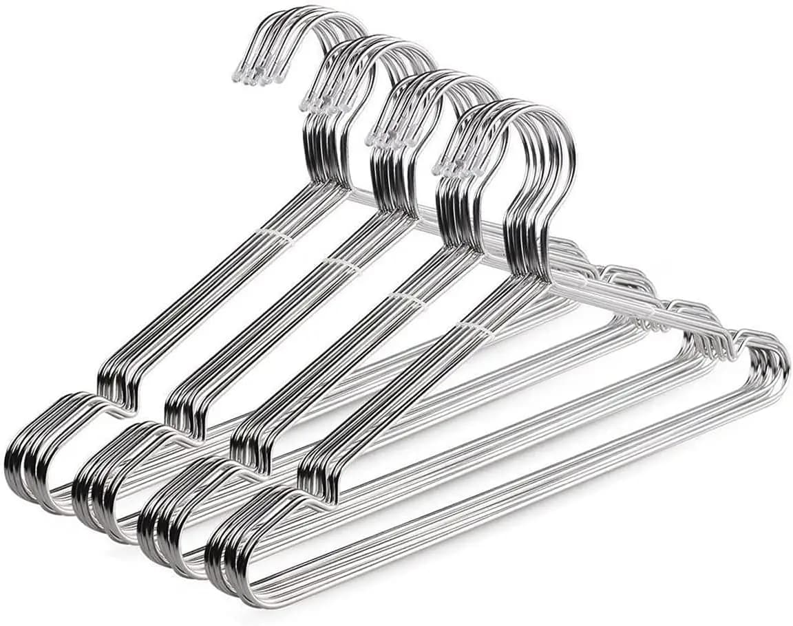 Appendiabiti in Filo Metallico, Confezione da 40, in Acciaio Inossidabile, Robusti, per Vestiti, 16,5 Pollici.