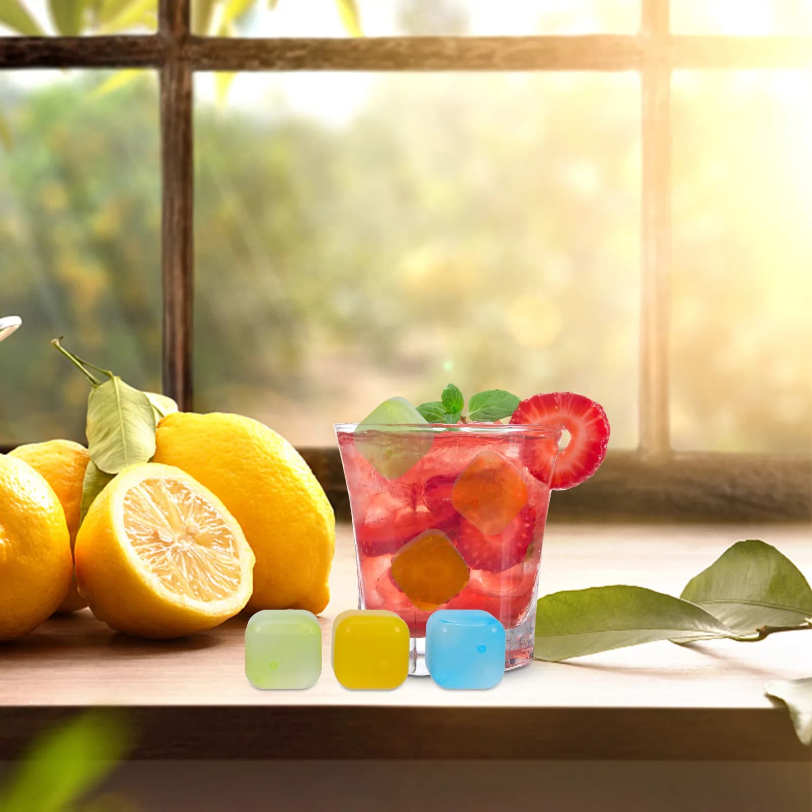 24 Cubetti di Ghiaccio in Plastica Riutilizzabili, Design Sigillato Anti-Perdita per Cocktail, Whisky, Succhi e Feste, Lavabili e Ricongelabili