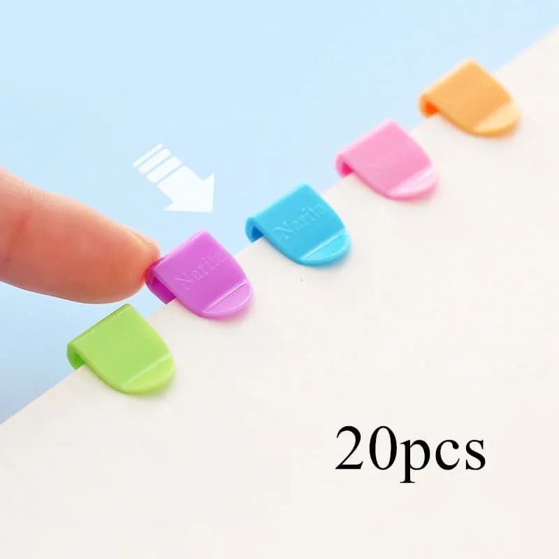 20pcs quaderni colorati Memo Clip etichetta Clip cartella porta carta in plastica trasparente Bookmarker Decor cancelleria per ufficio fissa