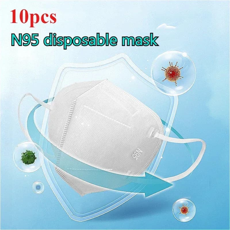 10 pezzi N95/KN95 Maschera protettiva per la salute Maschere per la prevenzione della polvere e delle gocce Maschera di design traspirante Maschera protettiva usa e getta