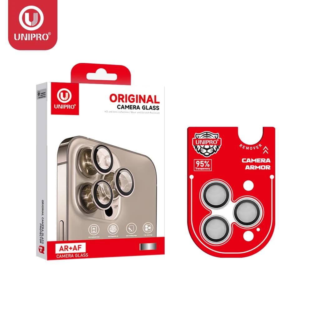 UNIPRO Protezione per obiettivo fotocamera HD Corning Glass per iPhone 16 Pro Max Copriobiettivo posteriore per iPhone 15 Plus Custodia protettiva a copertura totale
