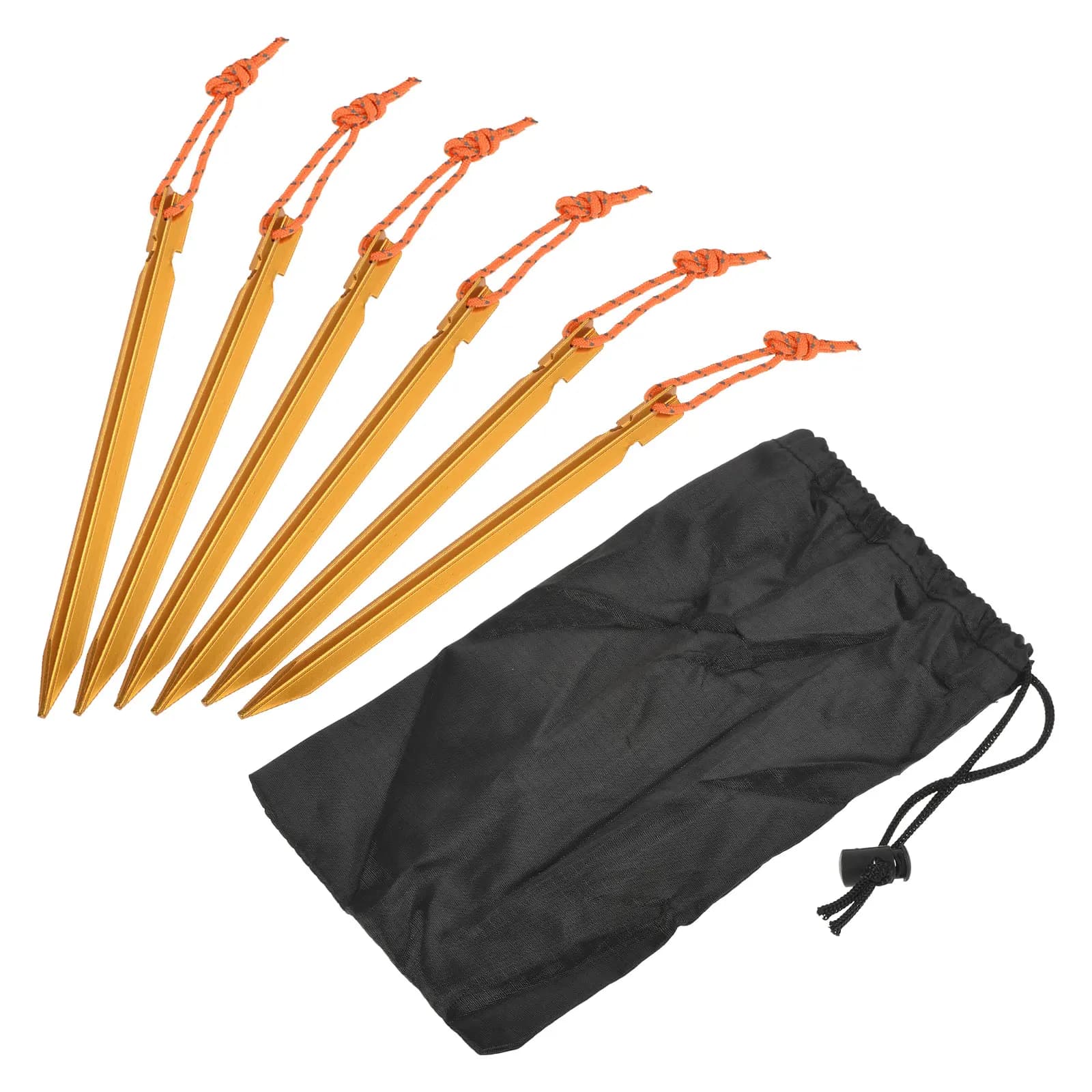 Pali per tende con fascio a Y con kit di fune riflettente, 10 picchetti da campeggio in alluminio da 18 cm/7,1 pollici e una borsa di stoccaggio 1 set