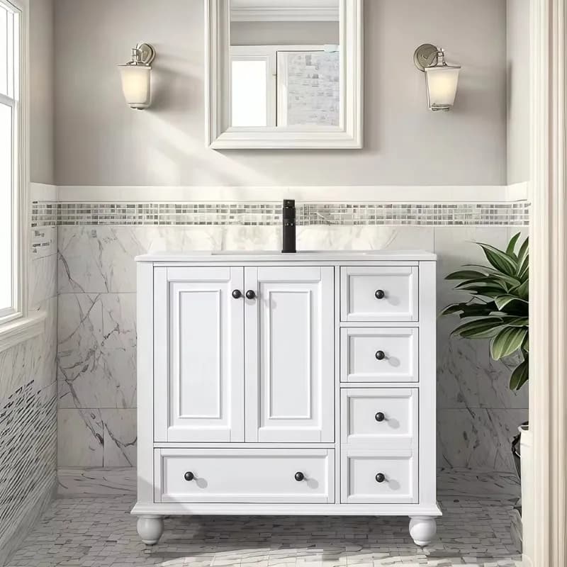 Mobile da bagno moderno a parete con armadietto in PVC con specchio a diodi emettitori di luce