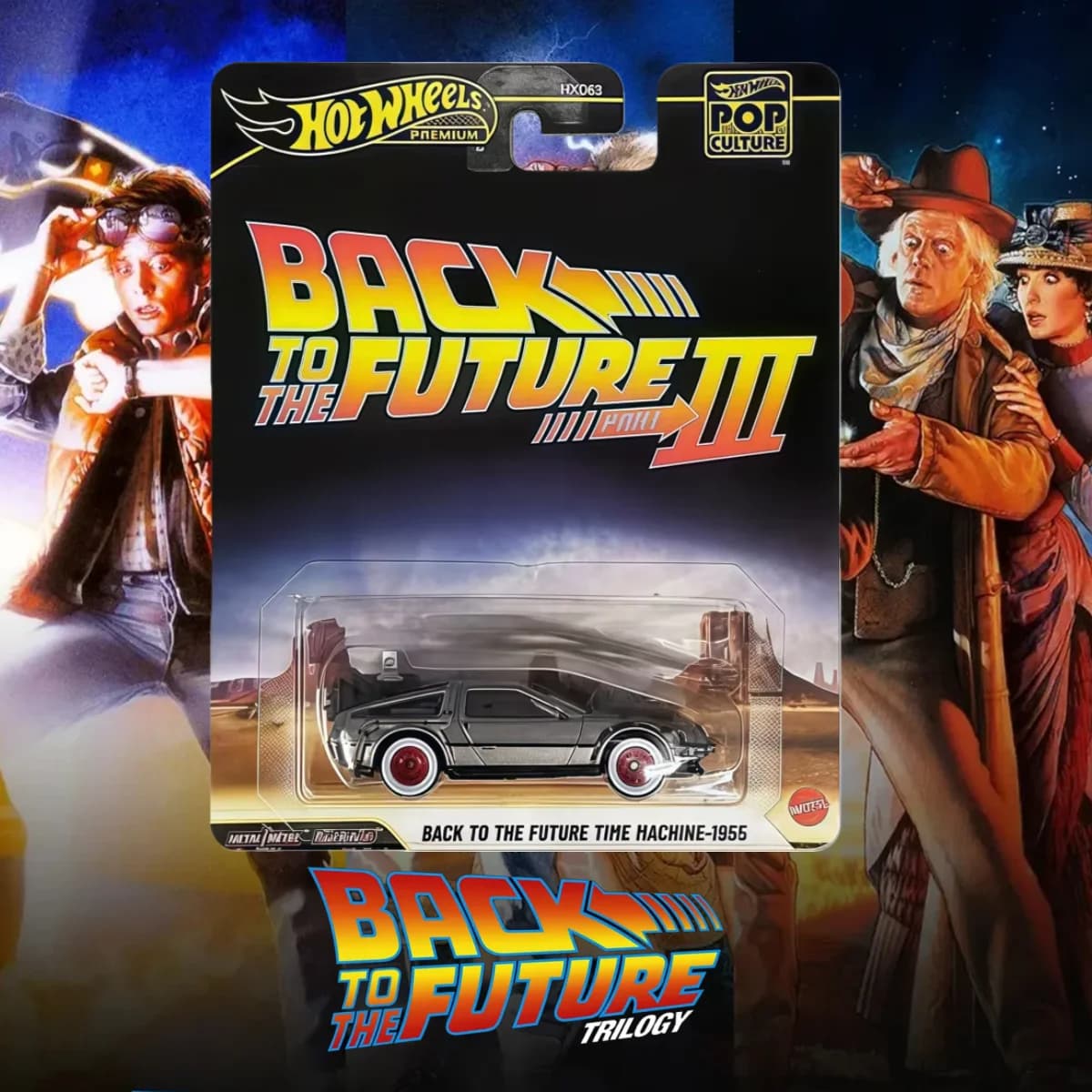Hot Wheels Premium 2026 Cultura pop Ritorno al futuro Tempo Machine-1955 1:64 Pressofuso in lega Modello di auto Veicolo da collezione Giocattoli