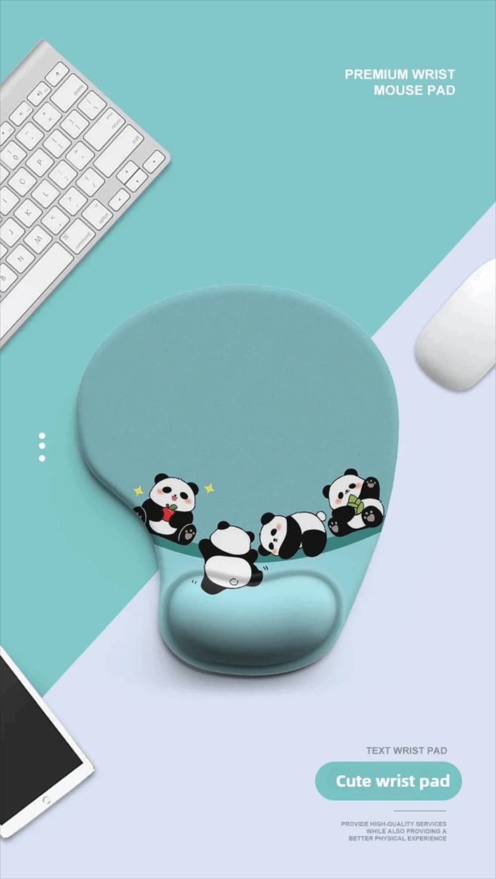 Tappetino per mouse antiscivolo con animali dei cartoni animati, poggiapolsi ergonomico in silicone, comodo e morbido, con superficie liscia per supporto da scrivania