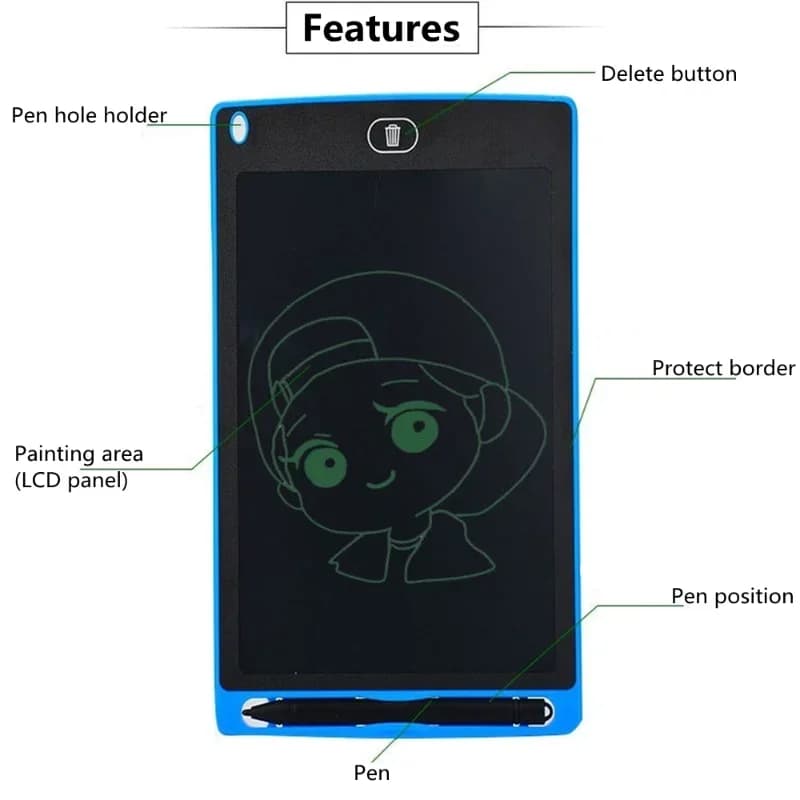 Tavolo da disegno elettronico Schermo LCD Tavoletta da scrittura da 8,5 pollici Tavolette da disegno grafiche digitali Tavoletta elettronica per scrittura a mano + penna