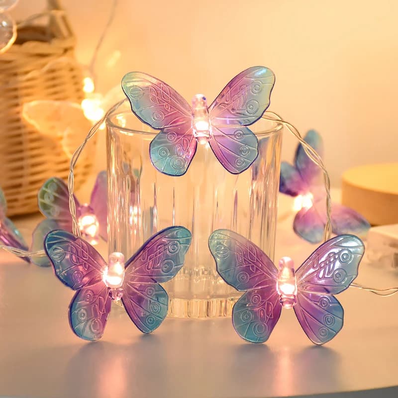 Stringa di luci a LED a forma di farfalla da 1,5 m, ghirlanda a tema farfalla per ragazze, decorazioni fai da te per feste di compleanno, matrimoni, bomboniere per bambini