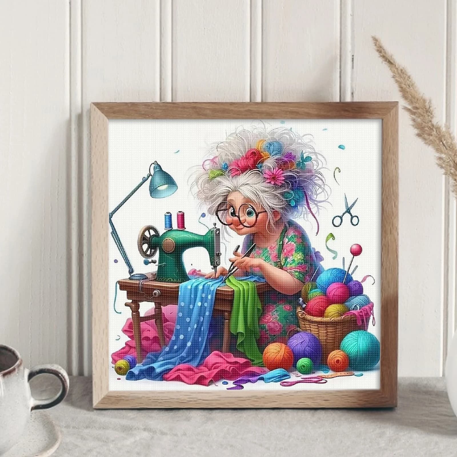 Beginner Cross Stitch Kit 14CT Full Stitch Figure Pattern 40x40cm White Canvas 2 Strand Cotton Thread Embroidery Needle Included