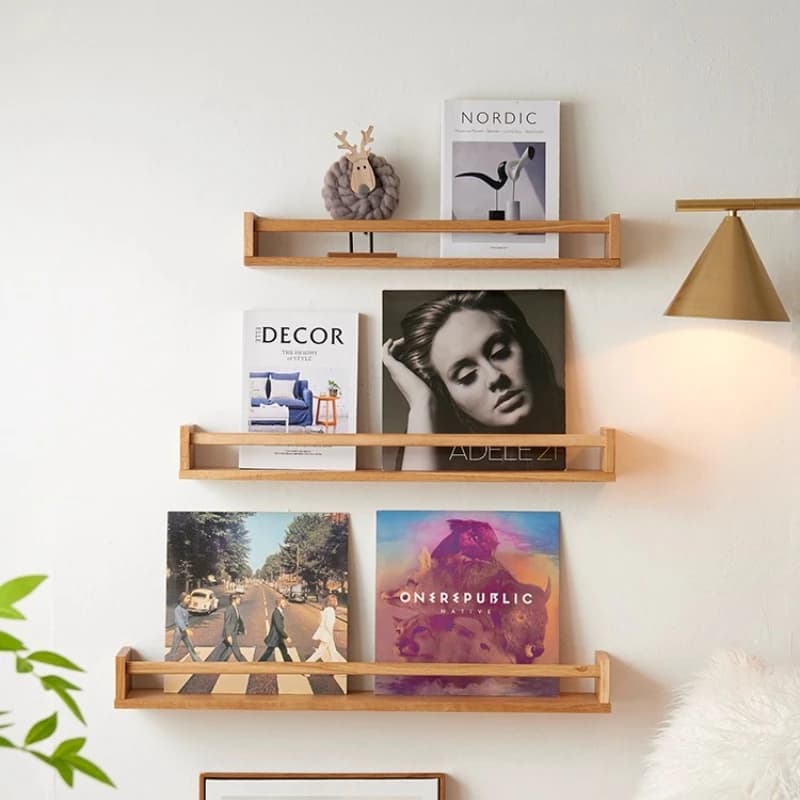 Kitchen Spice Organizer, Solid Wood Wall Shelf, Moisture-Resistant Display Rack, Decorative Magazine Holder