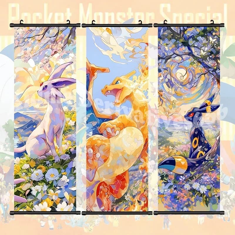 Poster Stampato Anime, Quadri da Parete, Immagini di Gengar, Dipinti di Charizard su Tela, Pergamene Appese di Pikachu, Decorazioni per Casa e Stanza