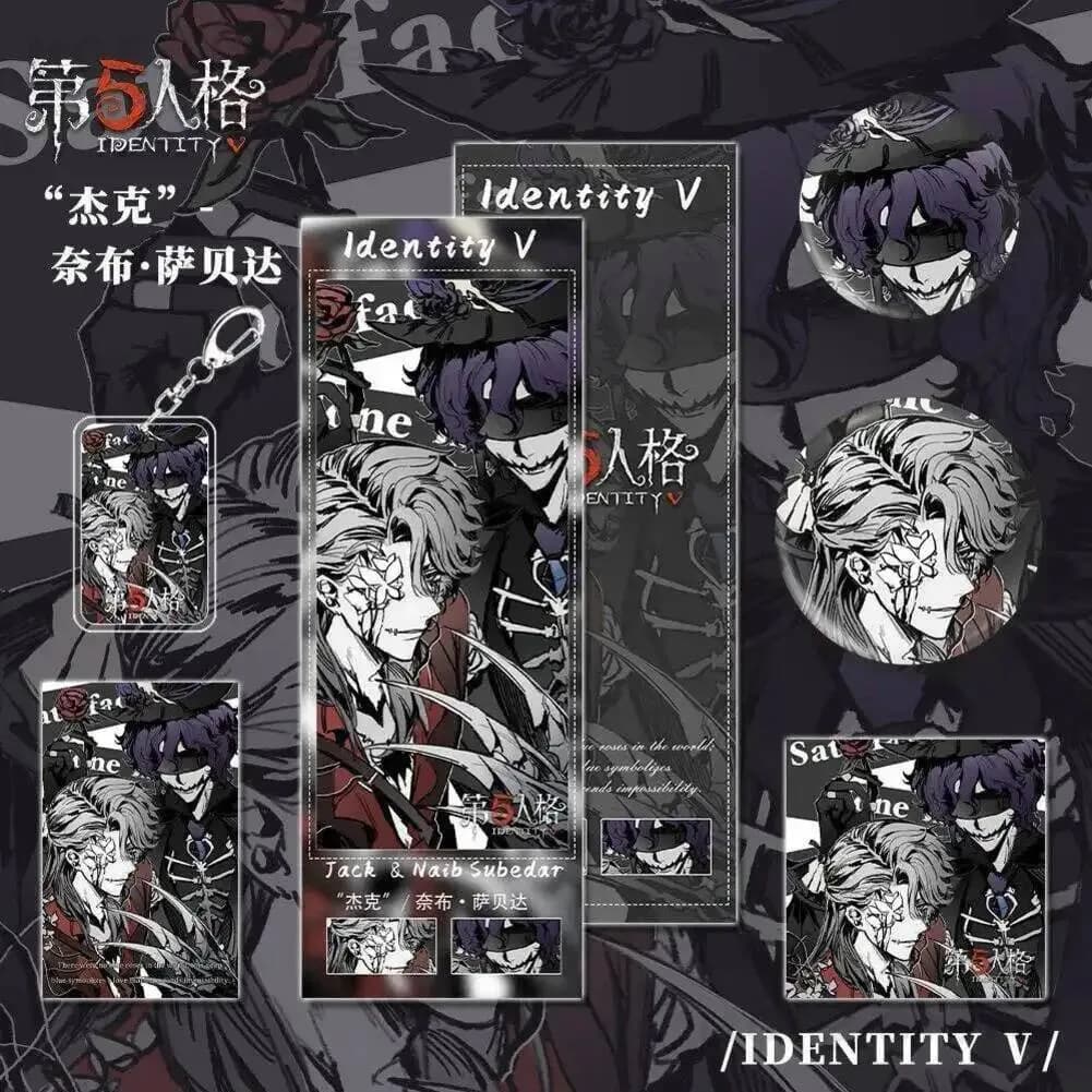 NUOVO Set 6 Pezzi Identity V Naib Subedar: Portachiavi in Acrilico, Badge, Spille, Cartoline, Biglietti Laser, Ciondoli - Collezione Anime e Giochi, Souvenir