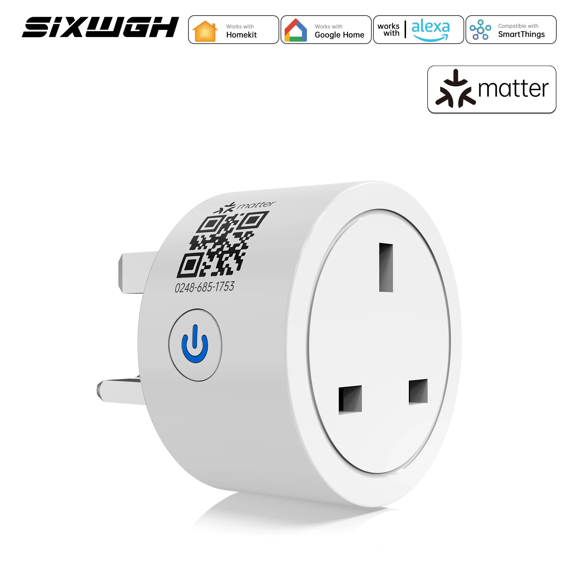 Matter Smart Plug UK, Seamless Multi-Platform Smart Home Control with Apple HomeKit, Alexa, Google Home & SmartThings