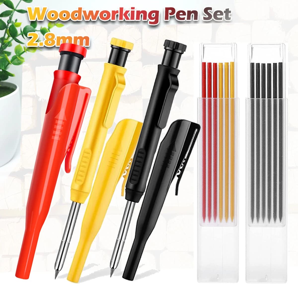 Automatic carpenter pencil with hood and 2,8 mm charging, long nose hole automatic marker with built-in pencil
