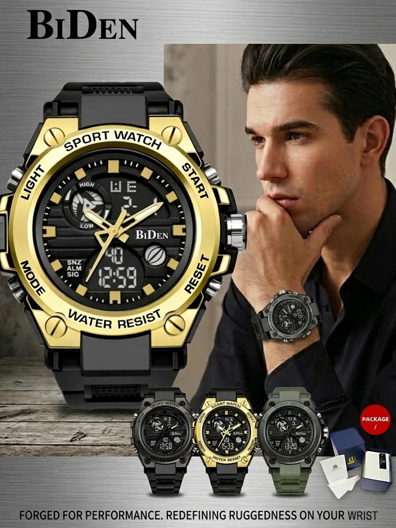 Orologio elettronico da uomo con luce notturna, doppio display, orologio multifunzionale per ragazzi, studenti, adolescenti, tendenza per gli sport all'aria aperta
