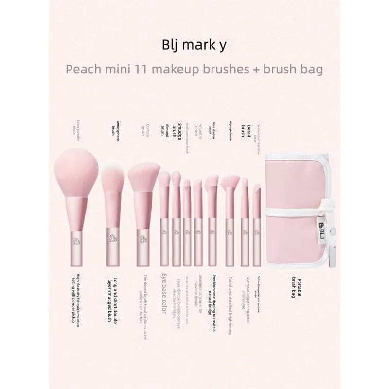 Set di Pennelli per Trucco BLJ Mark Mini, Set Completo Portatile per Blush, Correttore e Cipria