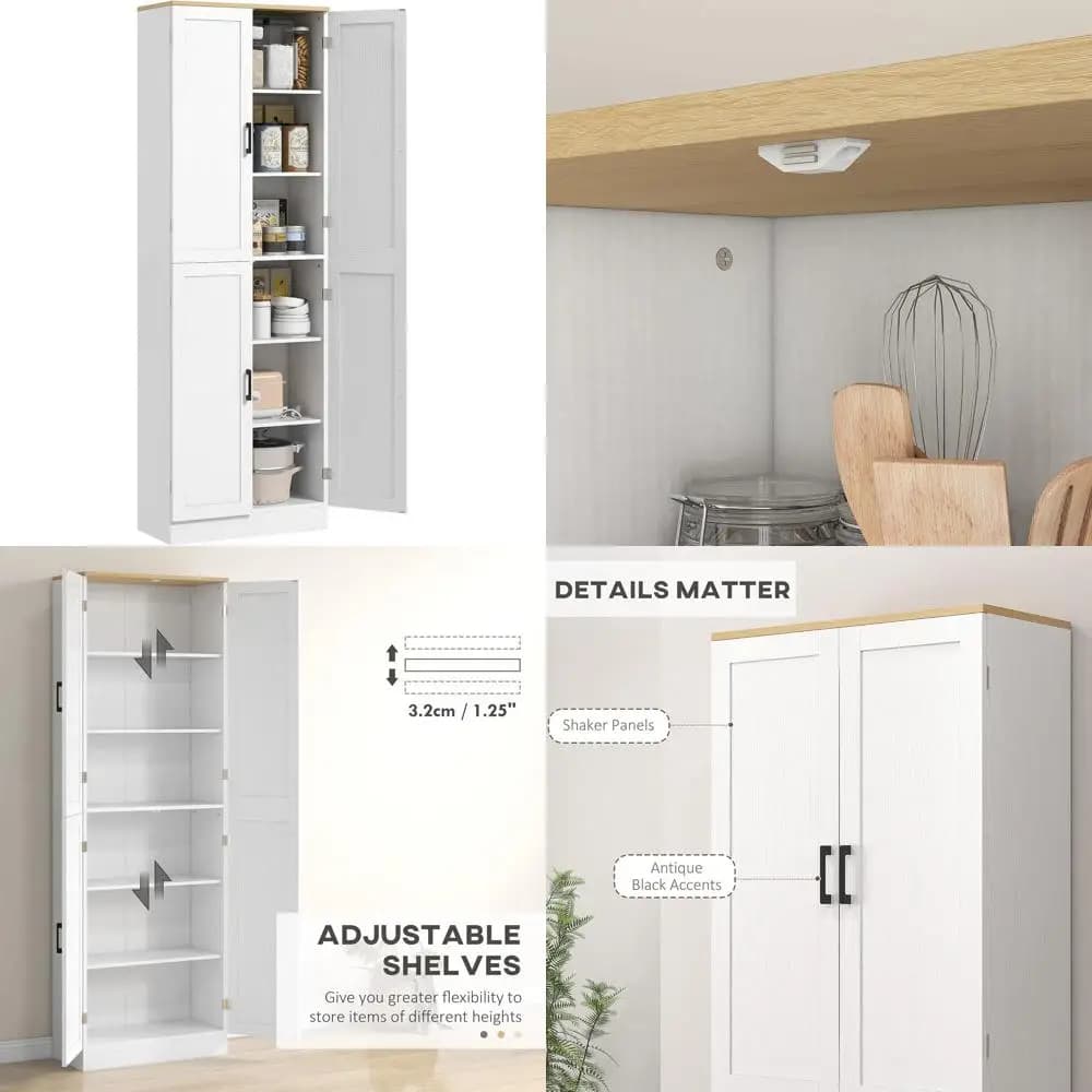 67 inch self-supporting kitchen, 4 door container cabinet with adjustable shelves, kitchen cabinet with doors and shelves, Di
