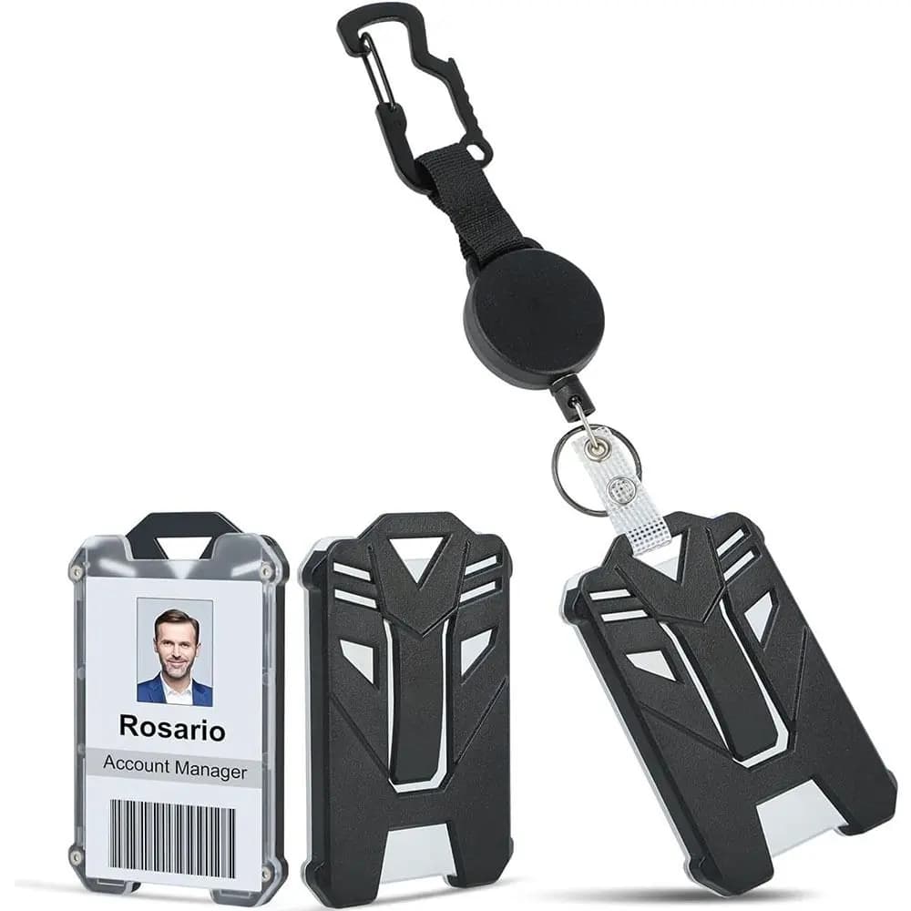 Porta badge retrattile e portachiavi porta badge resistente con clip da cintura Porta carte d'identità Accessori Porta badge con moschettone