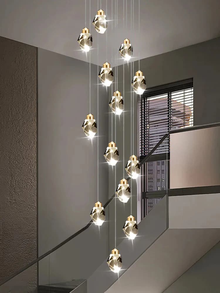 Lampadario di cristallo nordico soggiorno Villa lampadari a soffitto Duplex Loft lampade a sospensione scale lampade a sospensione a sospensione