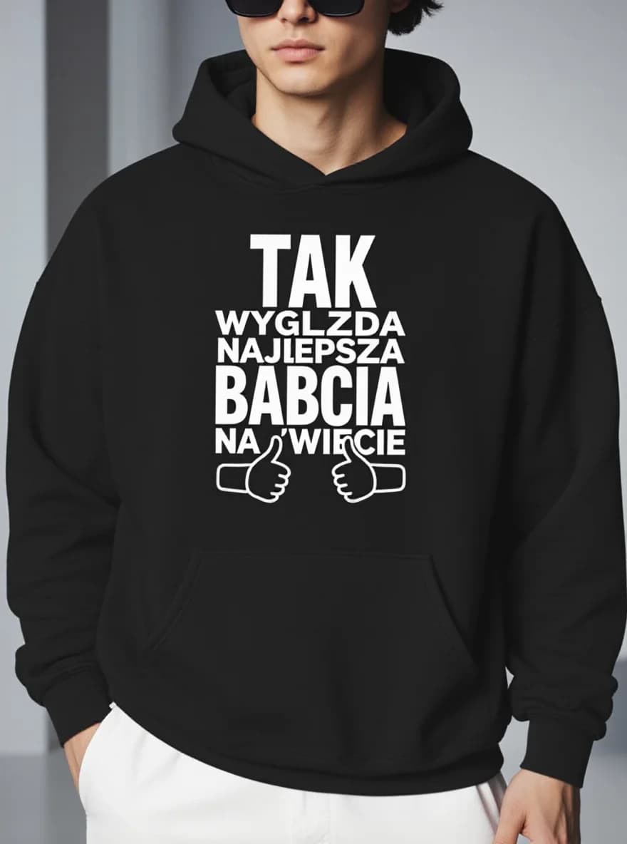 Felpa con cappuccio taglie forti da uomo Polish Grandma