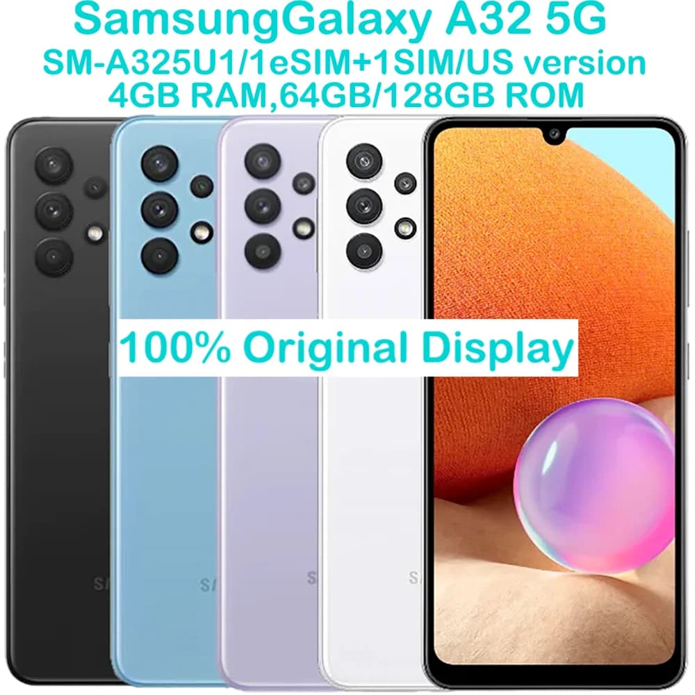 Samsung Galaxy A32 5G A325U Smartphone Android, Schermo 6.5 Pollici, Batteria 5000mAh, Fotocamera Quadrupla 48MP, Snapdragon, Versione USA Originale Sbloccata
