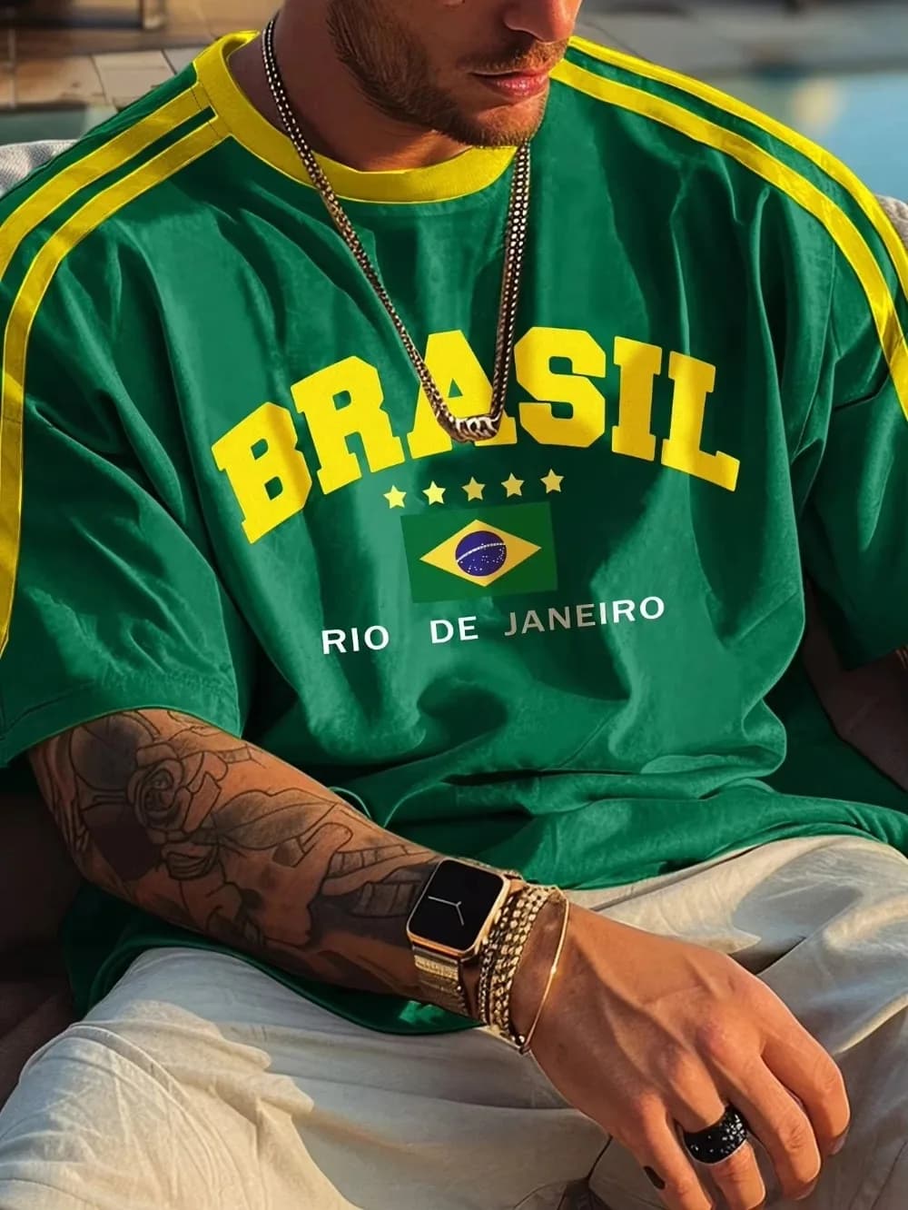 Brazil National Team Summer 3D Printed Football Jersey T-shirt Loose Comfortable Sportswear for Daily Wear Family Matching