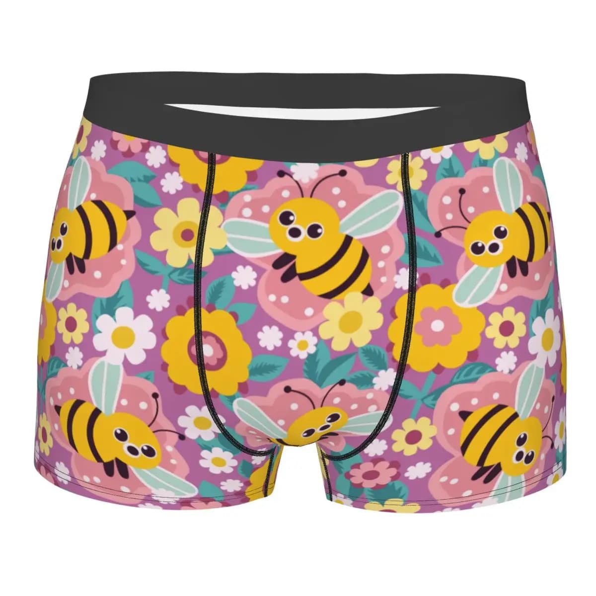 Moda maschile personalizzata Api carini Modello floreale Intimo Boxer Slip da uomo Pantaloncini traspiranti Mutandine Mutande