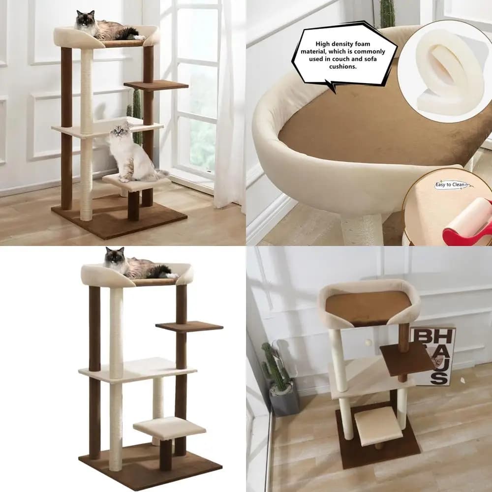 Spaziosa torre per gatti con ampio posatoio e divano multi-gatto per gatti Maine Coon