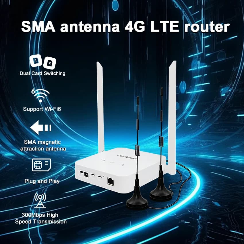 Router 4G LTE con WiFi 6, download 150Mbps, doppio slot per scheda SIM, 2 antenne esterne ad alto guadagno, blocco rete 3G/4G, 300Mbps 2.4