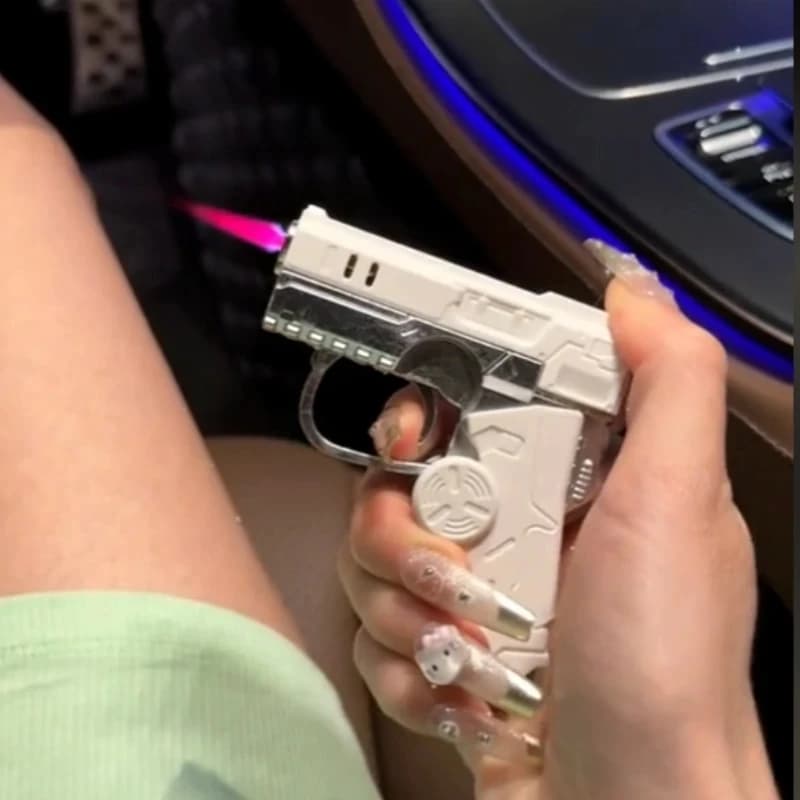 Nuovo antivento deformabile pistola accendino giroscopico butano gonfiabile portatile rosa fiamma accendisigari accessori regalo da uomo