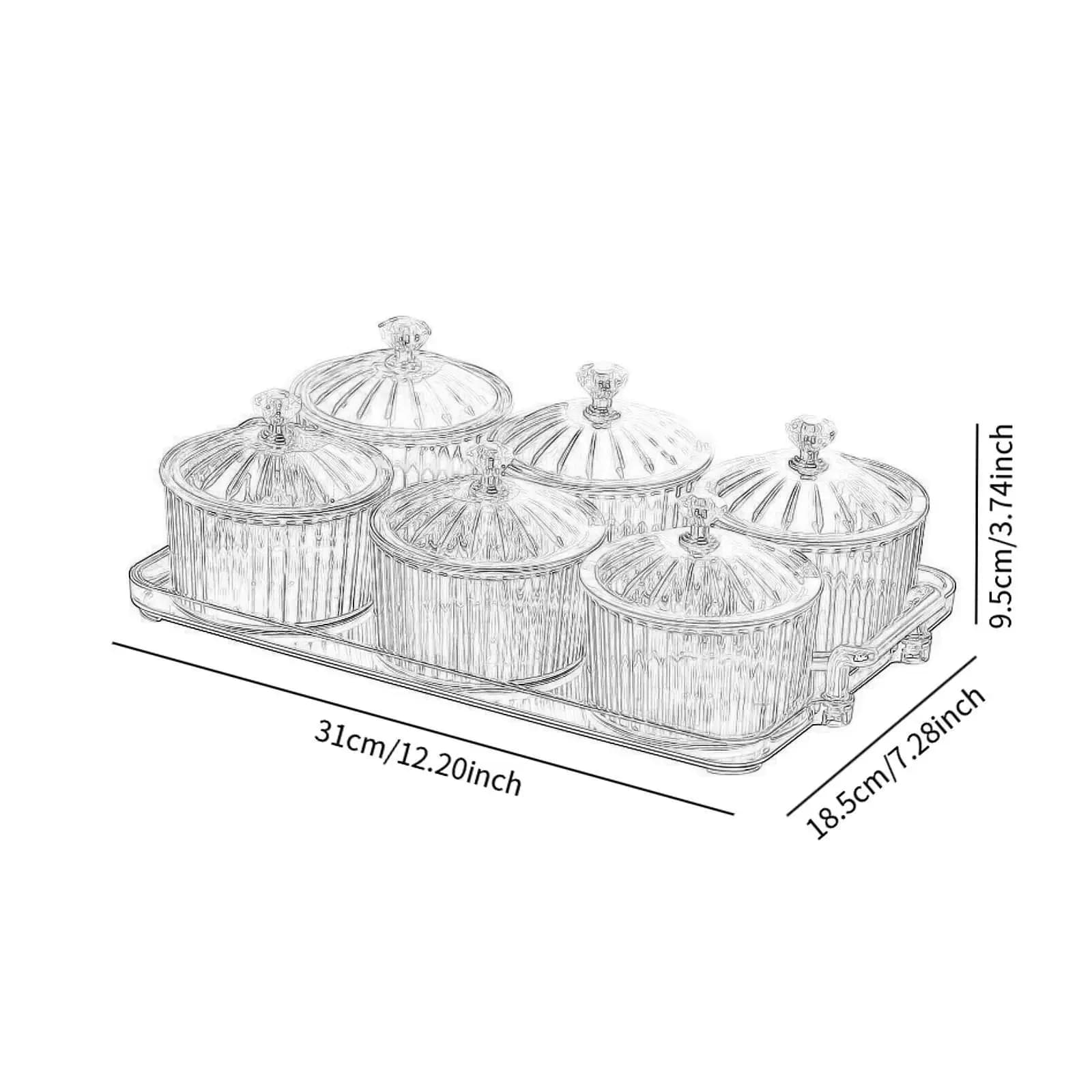 Piatto di Servizio Rotondo Diviso in Plastica con Coperchio per Frutta Secca, Organizer per Snack per Casa, Soggiorno ed Eventi
