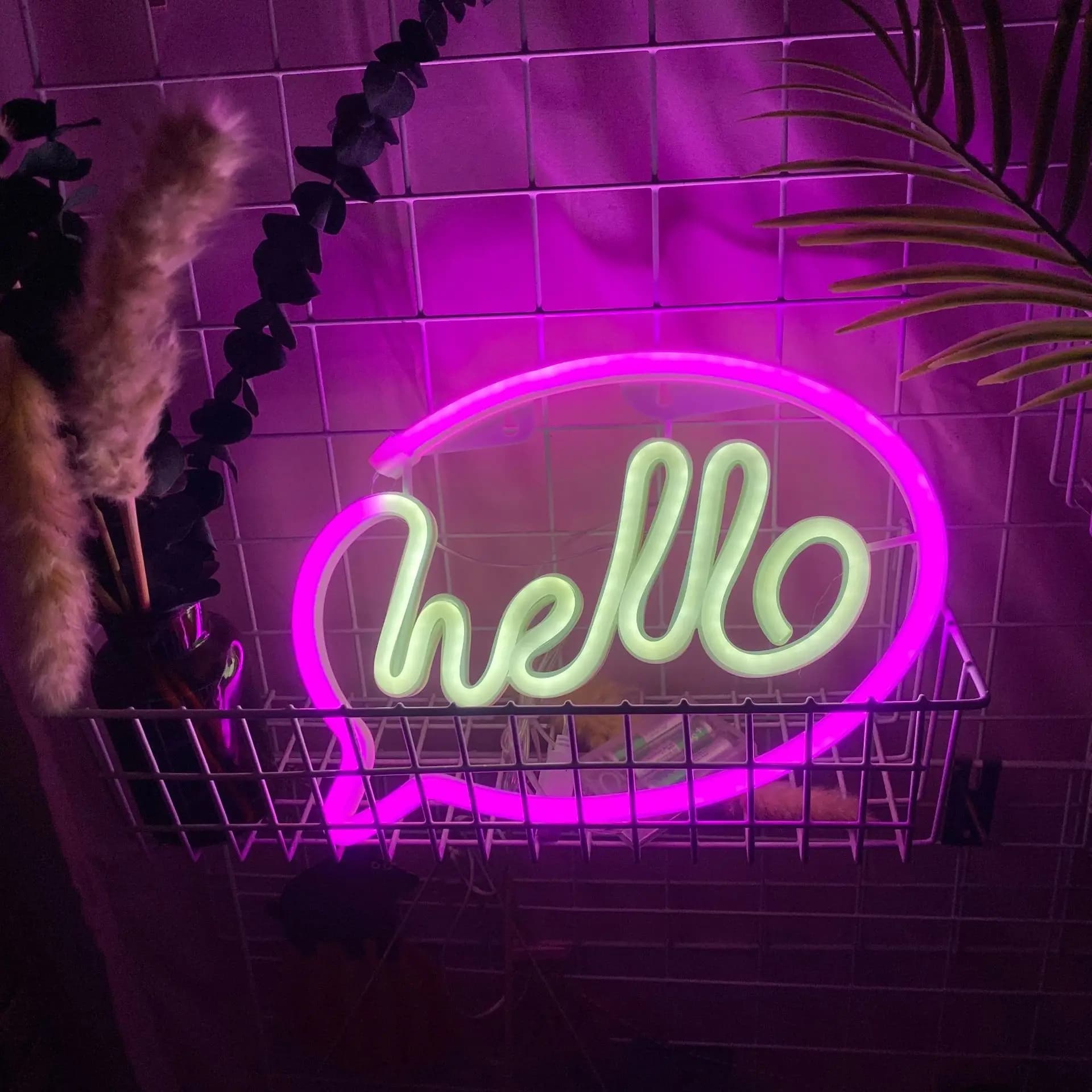 Hello LED Neon Sign USB Powered Neon Signs Night Light 3D Wall Art & Game Room camera da letto soggiorno Business Bar Decor lampada segni