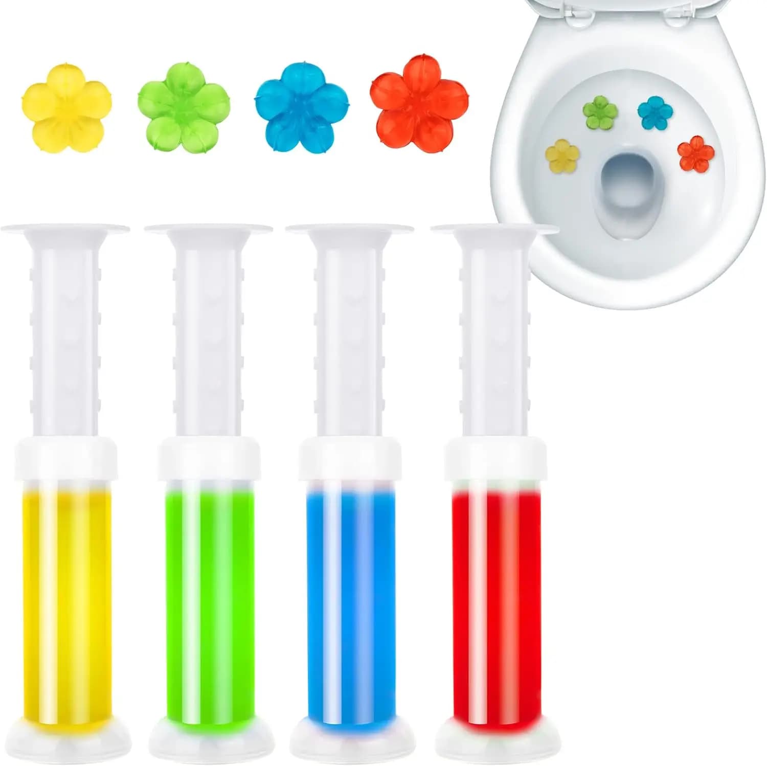 5 Colors Toilet Gel with 5 Scents (Lemon/Jasmine/Floral/Ocean), 60 Uses Automatic Cleaning & Deodorizer, Antibacterial Bathroom