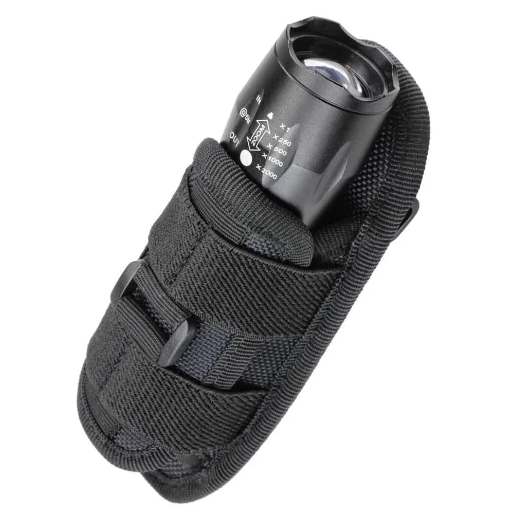 Custodia per torcia da esterno custodia girevole per torcia con Clip da cintura custodia per il trasporto della torcia con Clip per bobina con moschettone da 360 gradi