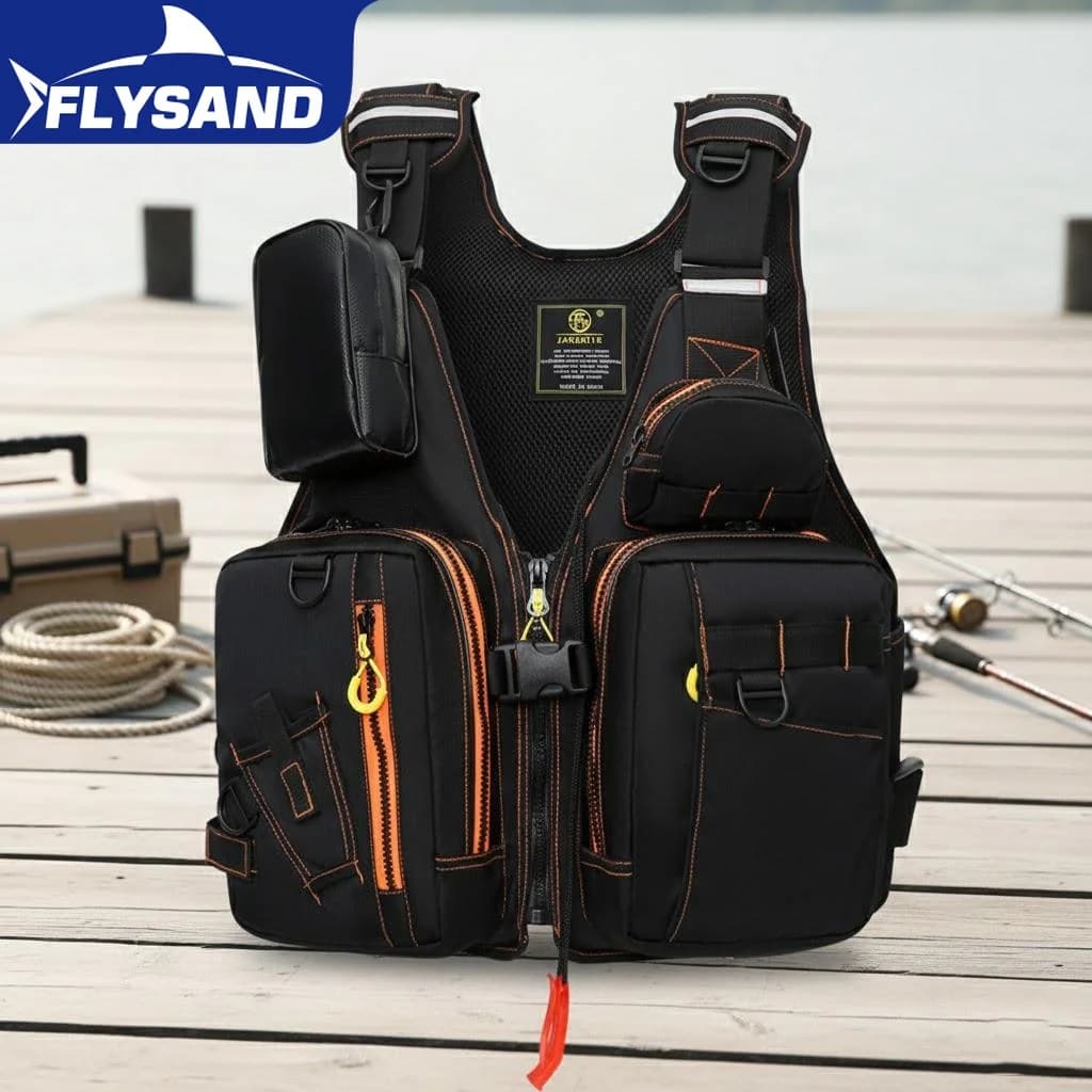 Gilet da Pesca Multifunzionale con Tasche Multiple, Giubbotto di Salvataggio Galleggiante per Attrezzatura da Pesca all'Aperto