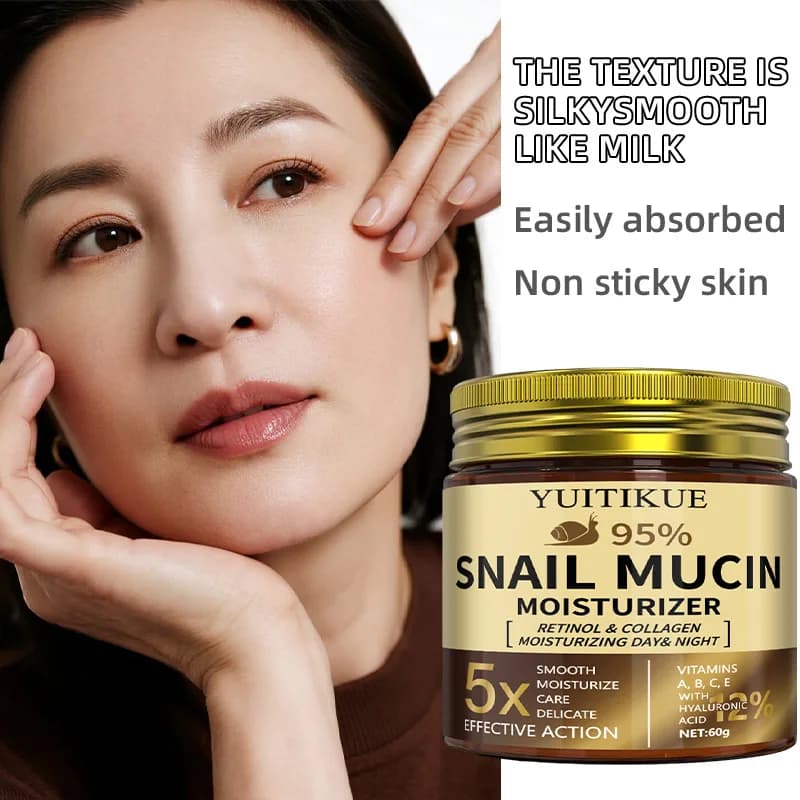 60g snail maucine cream - with retinol and collagen, 5X action, silky milk texture, moisturizing day and night for all skins