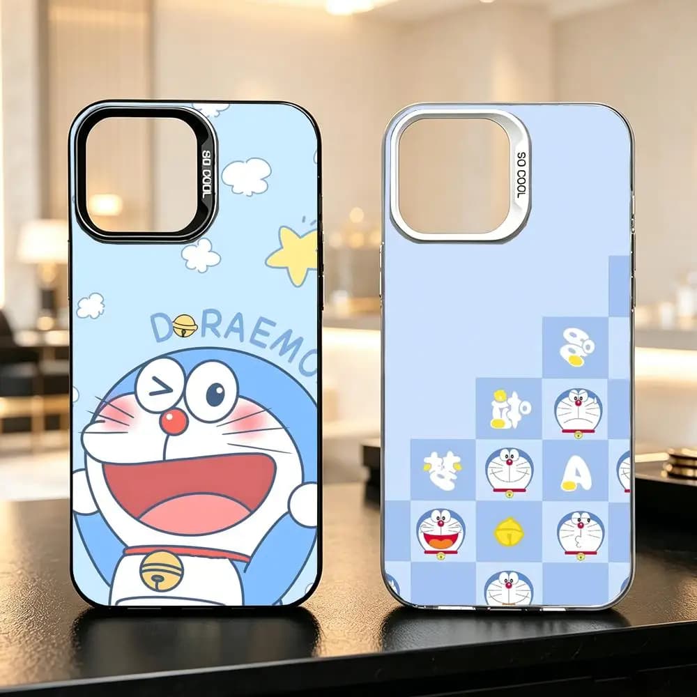 Phone Case Color Silver Case for iPhone 17-11 Pro Max/Plus, Matte Shockproof Anti-Fingerprint Cover A-Doraemon