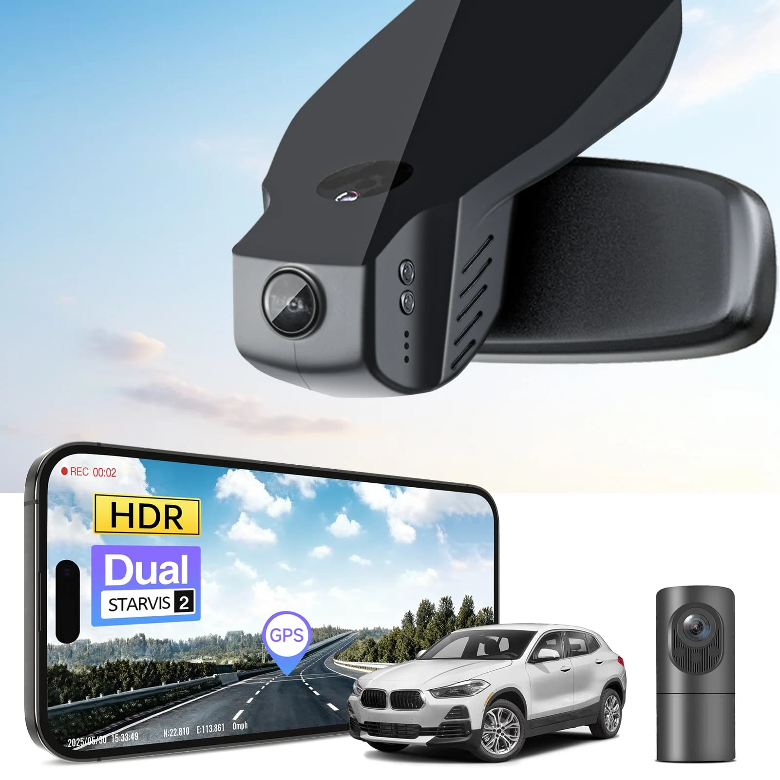 Dash Cam 4K STARVIS 2 with IMX678 IMX675 sensor for BMW X2 F39 Gen1 (2018-2023) - Auto Recorder with WiFi, APP and GPS (Modelli A/B)