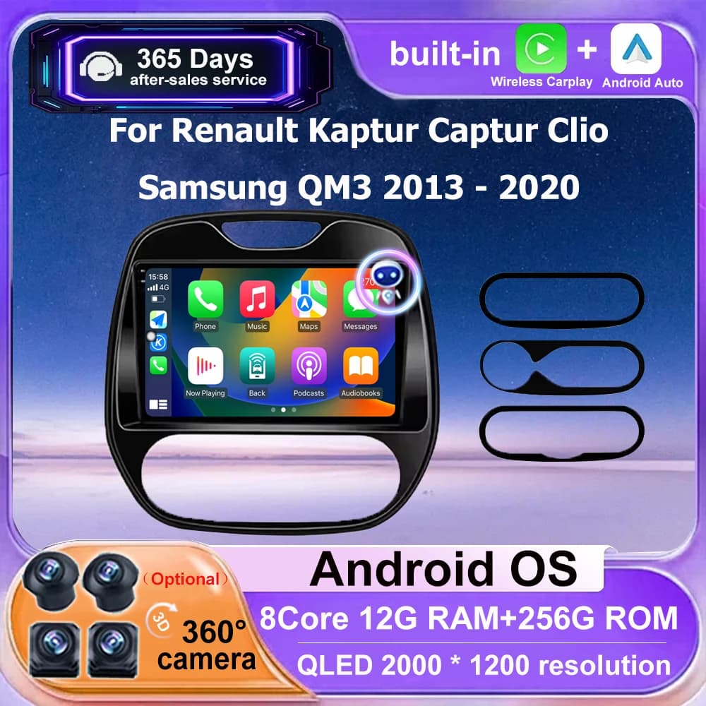 Autoradio GPS Lettore Multimediale Per Renault Kaptur Captur Clio Samsung QM3 2013-2020 Android Auto Wireless Carplay Bluetooth DSP