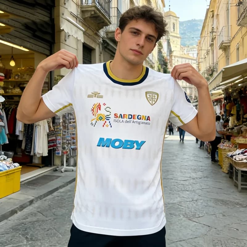 Maglia da Calcio Cagliari Calcio Terza Divisa 26 Estiva Uomo Donna Sportiva Comoda Traspirante Oversize Moda Abbigliamento Famiglia Bambini