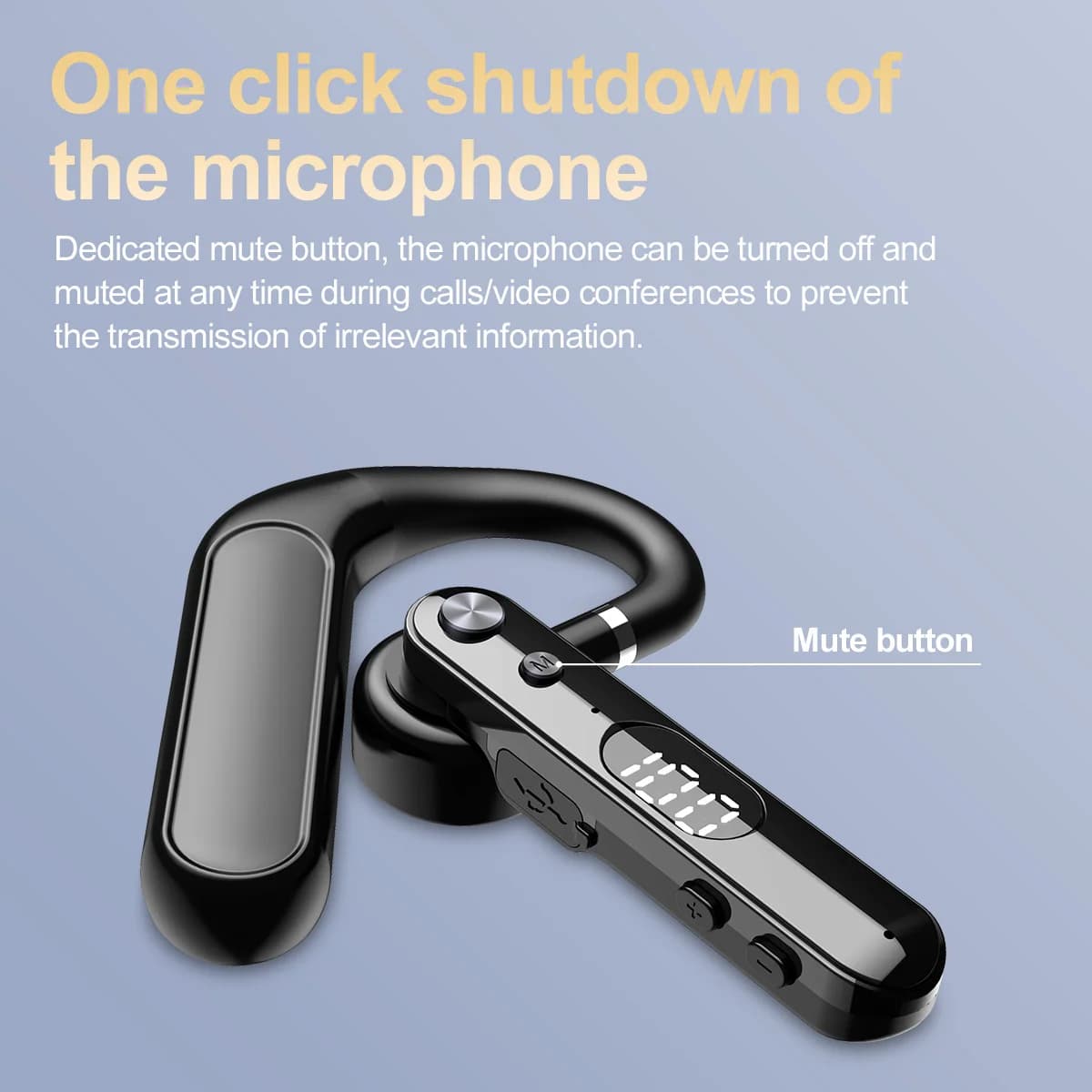 Business Bluetooth Headset ENC Noise Cancel 16.2MM Speaker Earphones Digital Display 40 Hours Call Time Low Latency Headphone