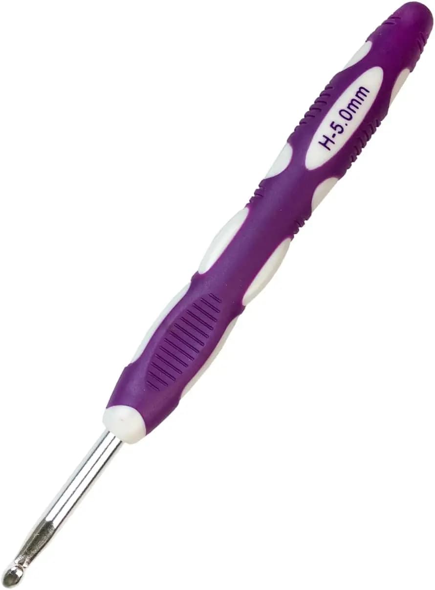 Uncinetto taglia H/8 (5mm) con manico ergonomico extra lungo per mani artritiche, ago liscio per principianti