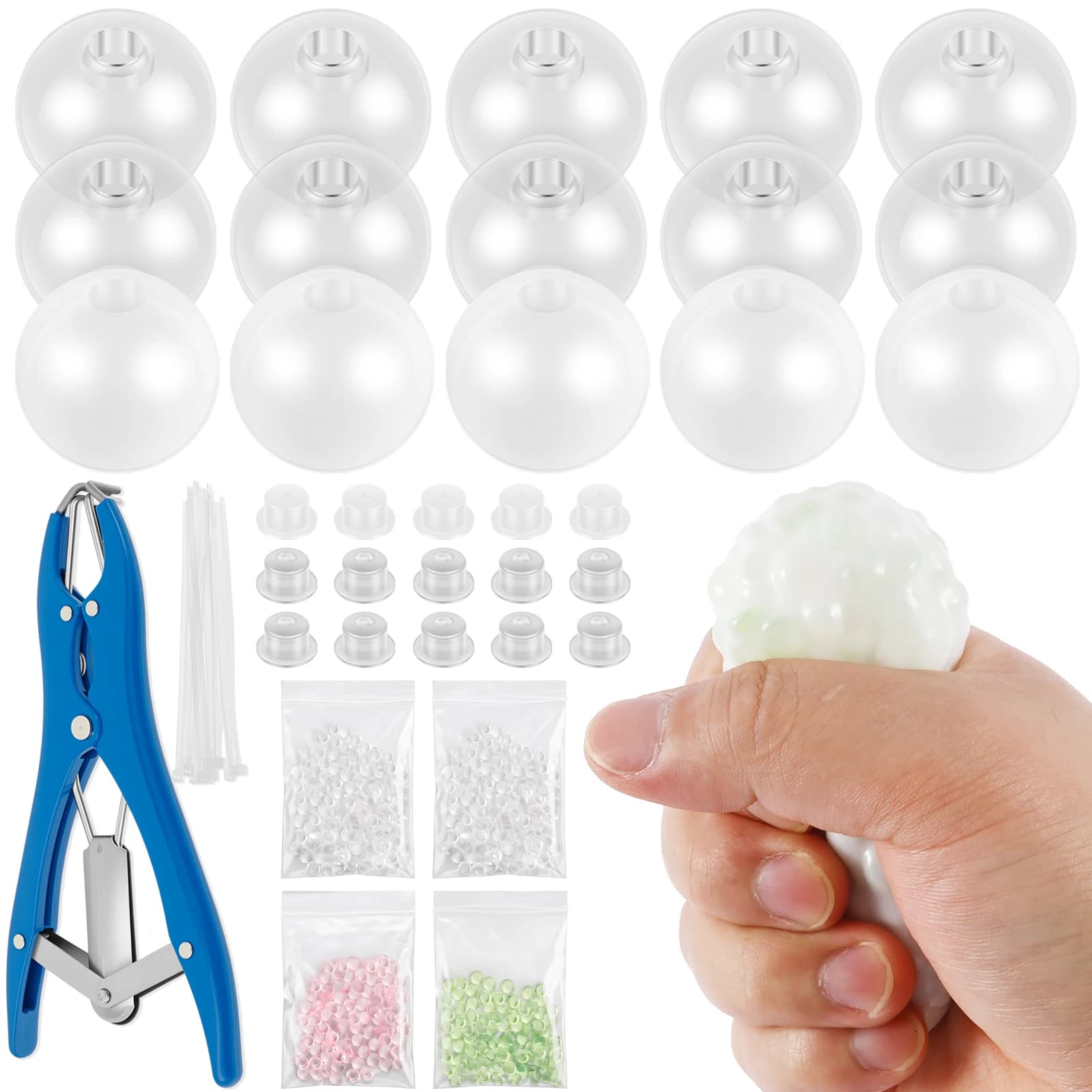 Kit Fai-da-te per Palline Antistress Portatile, con Fascette, Strumento Espansore per Perline e Riempitivo per Casa, Ufficio, Adulti