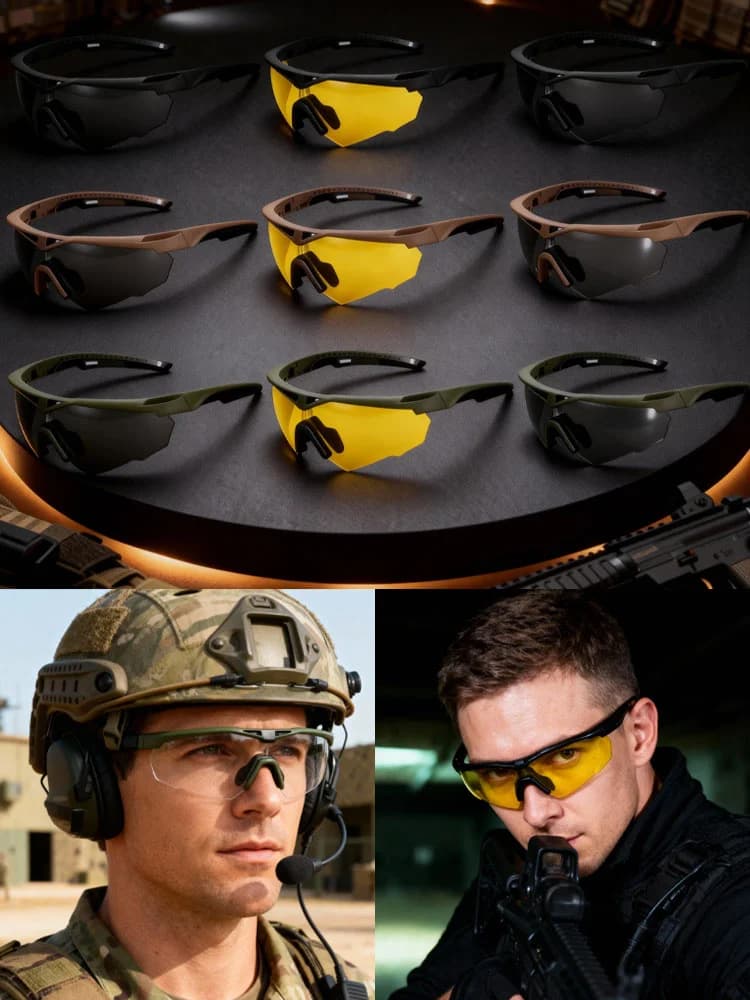 JSJM New Professional Tactical Shooting Glasses Outdoor Sports Windproof Dustproof Safety Military Protective Goggles Sunglasses