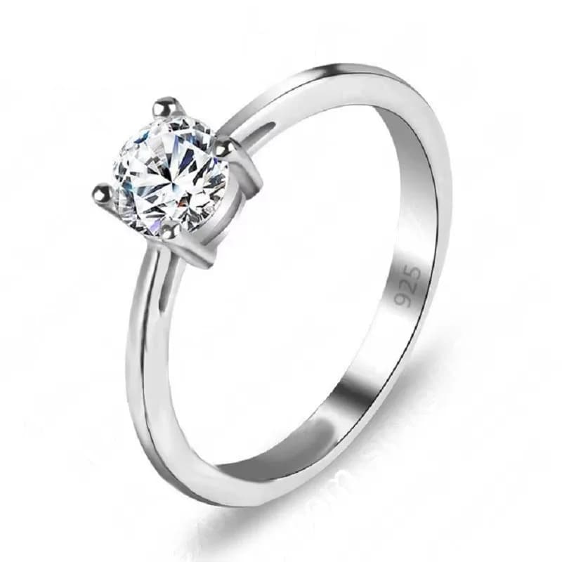 Grande offerta, design semplice, anelli da donna in argento 925, accessori classici per matrimonio e fidanzamento con pietra di zircone trasparente