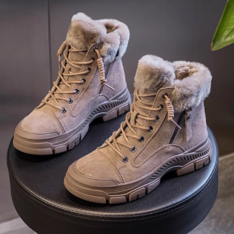 Stivaletti in peluche caldi e accoglienti Stivali firmati con cerniera laterale alla moda da donna Stivali da neve casual con suola spessa invernali Zapatos De Mujer